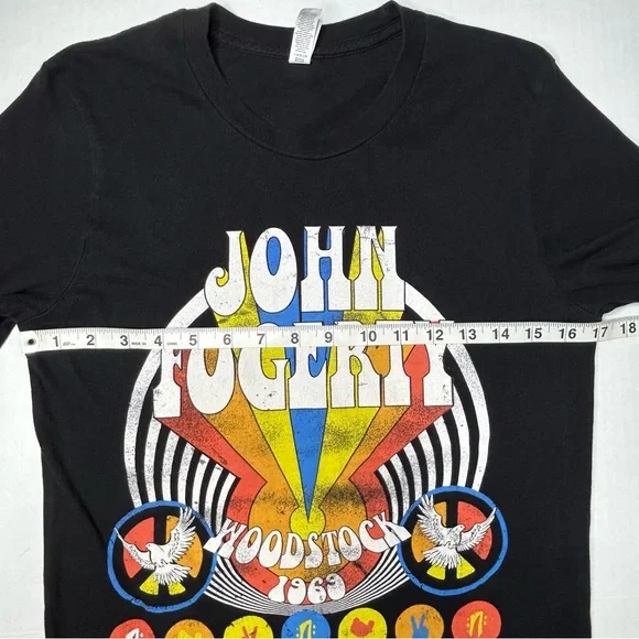 Bella Canvas John Fogerty Woodstock 1969 Small Black Short Sleeve T-shirt - Picture 4 of 7